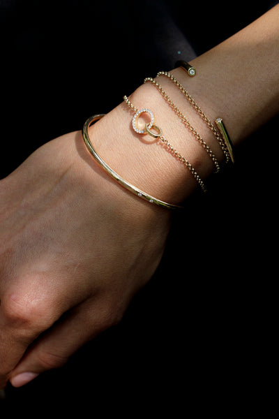 Thin Gold & Diamonds Coil Cuff